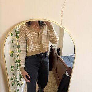 Plaid V-Neck Cardigan Sweater